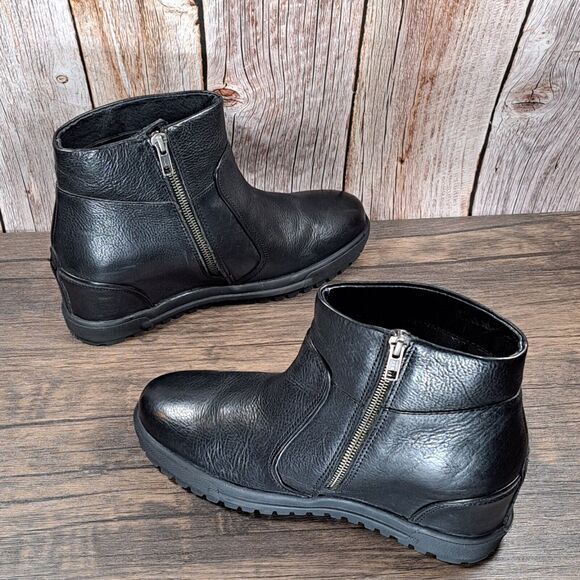 BiBi Lou Black Leather Hidden Wedge Ankle Boot Women's Size 9 EU 39 - Picture 5 of 8